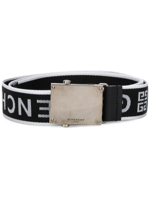 Click to view more detailed imagery on our partner's website Givenchy 3.5Cm Leather-Trimmed Logo-Jacquard Webbing Belt In Black