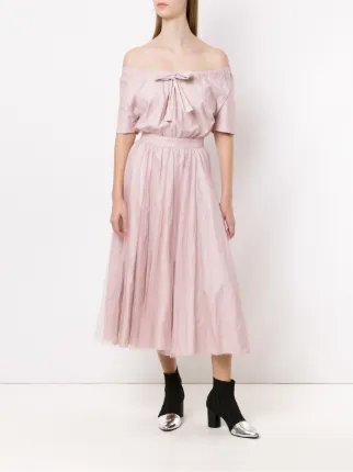 off shoulder belted dress展示图