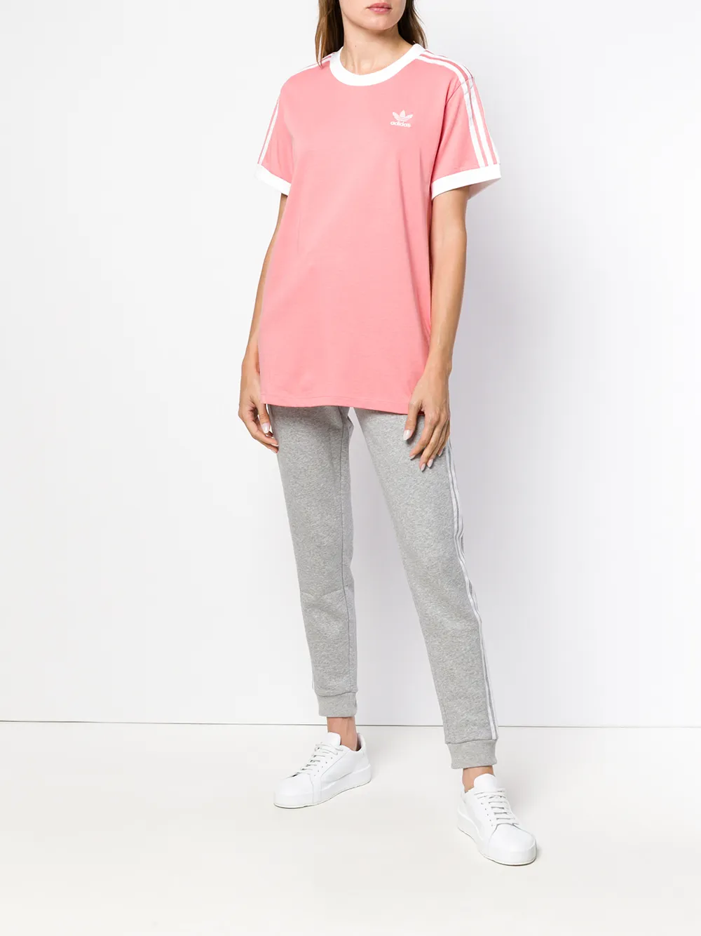 adidas klassiek T-shirt met 3 strepen Roze