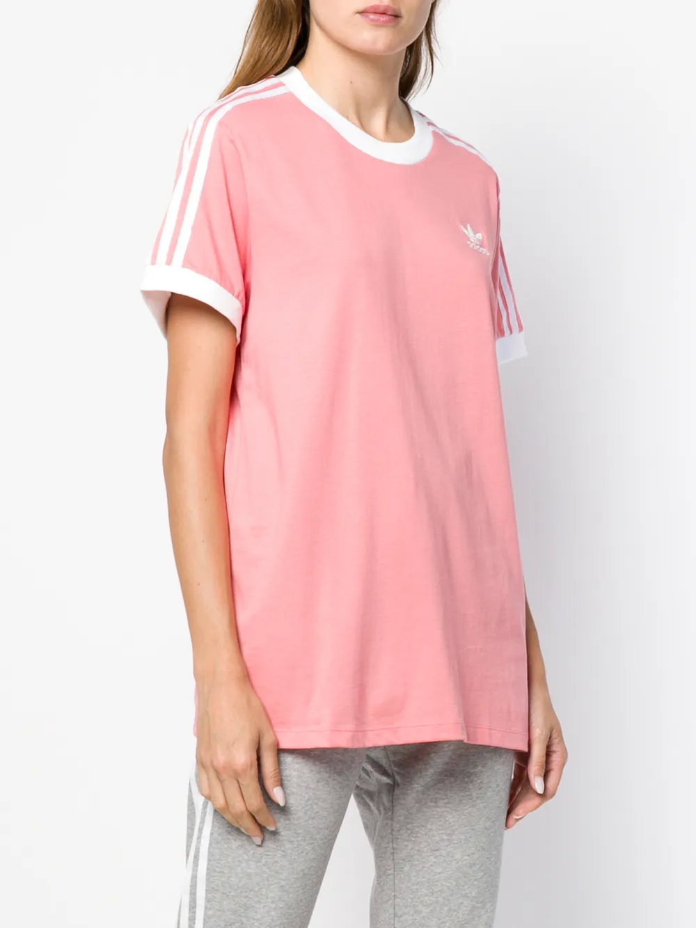 adidas klassiek T-shirt met 3 strepen Roze