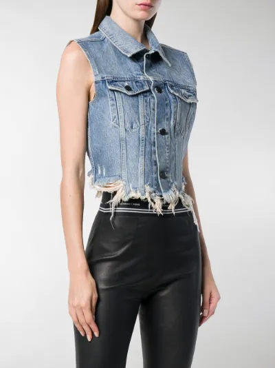 Alexander Wang cropped denim vest blue 