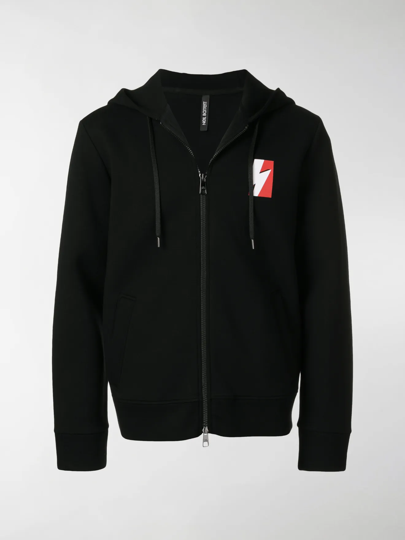 Neil Barrett lightning bolt zip hoodie black MODES