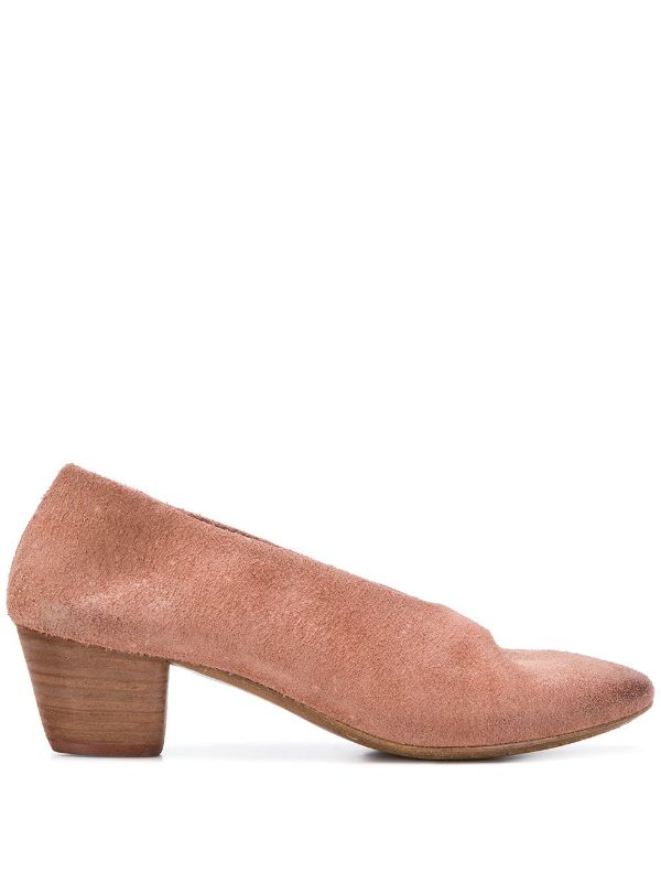 suede block heel pump