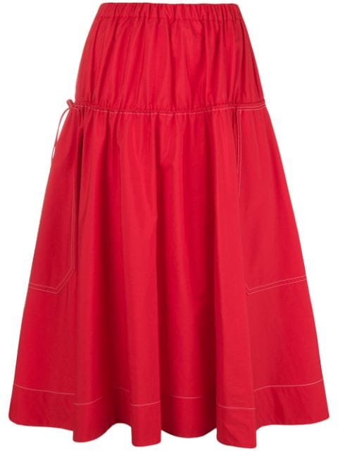 MARNI MARNI 抽绳细节全棉半身裙 - 红色