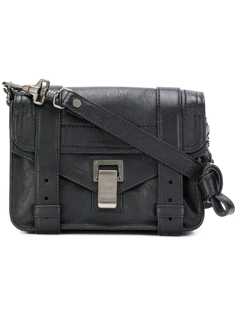 Proenza Schouler 'mini Ps1' Lambskin Leather Crossbody Bag - Black In Black