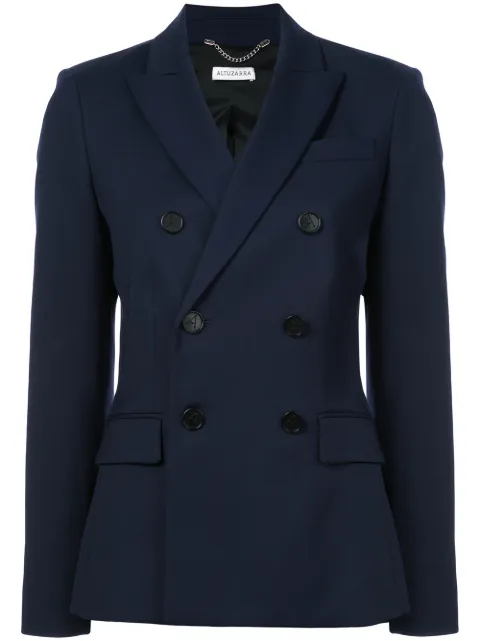 Click to view more detailed imagery on our partner's website Altuzarra Indiana Virgin Wool Double-Breasted Blazer In Berry Blue