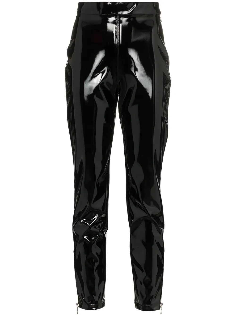 black vinyl high waisted trousers