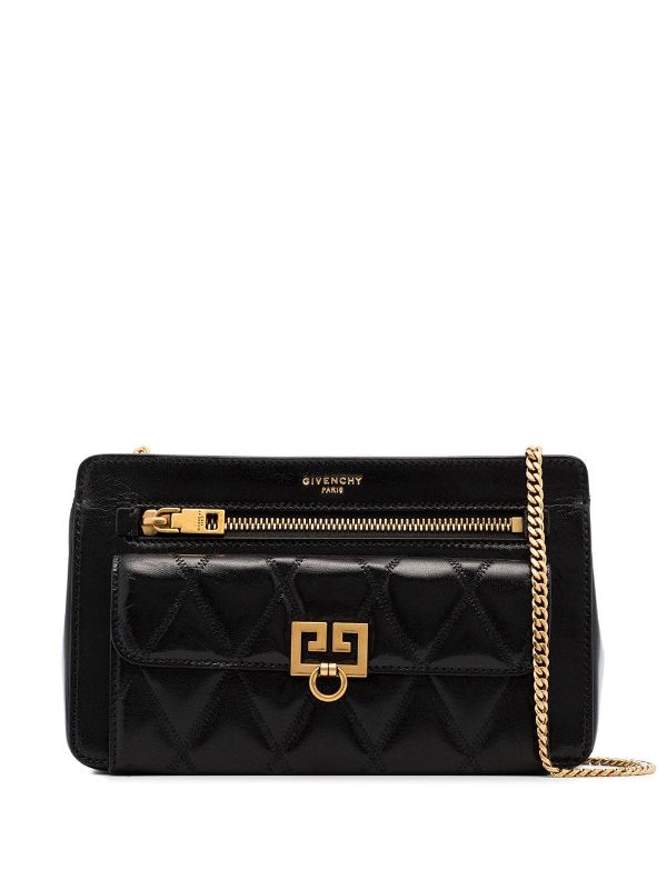 givenchy black pocket quilted leather shoulder bag