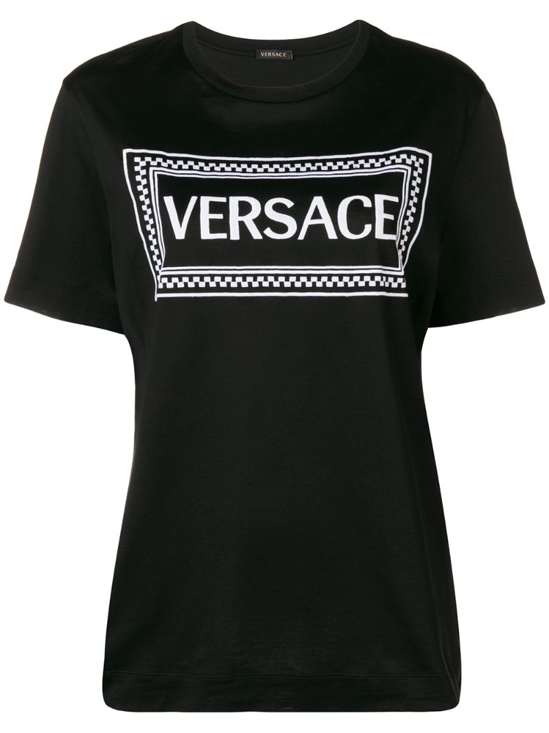 VERSACE VERSACE LOGO印花全棉T恤 - 黑色