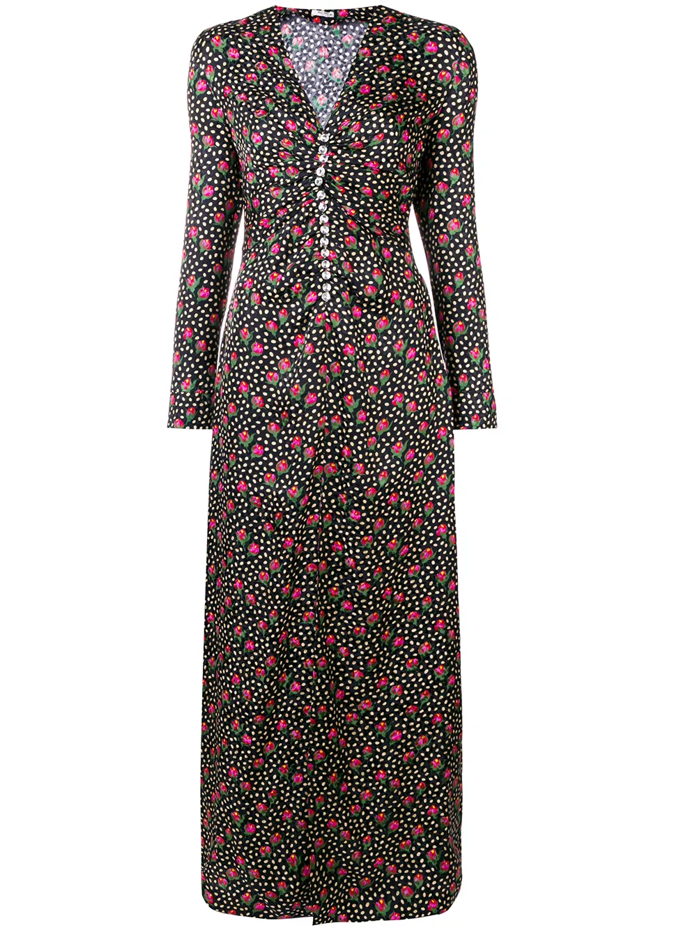 Miu Miu длинное платье с декорированными пуговицами