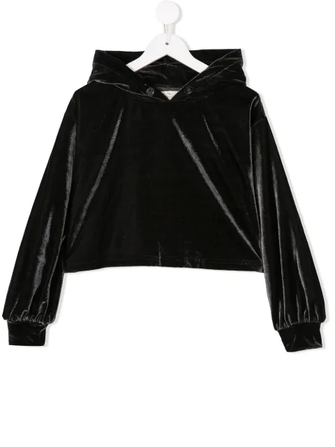 Andorine velvet hooded crop top
