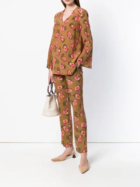 Etro Floral Trousers - Brown In Brown