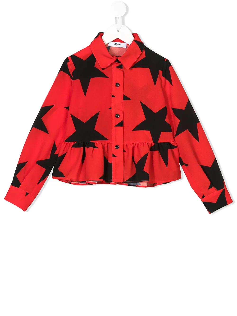 MSGM Kids sterrenprint peplum shirt Rood