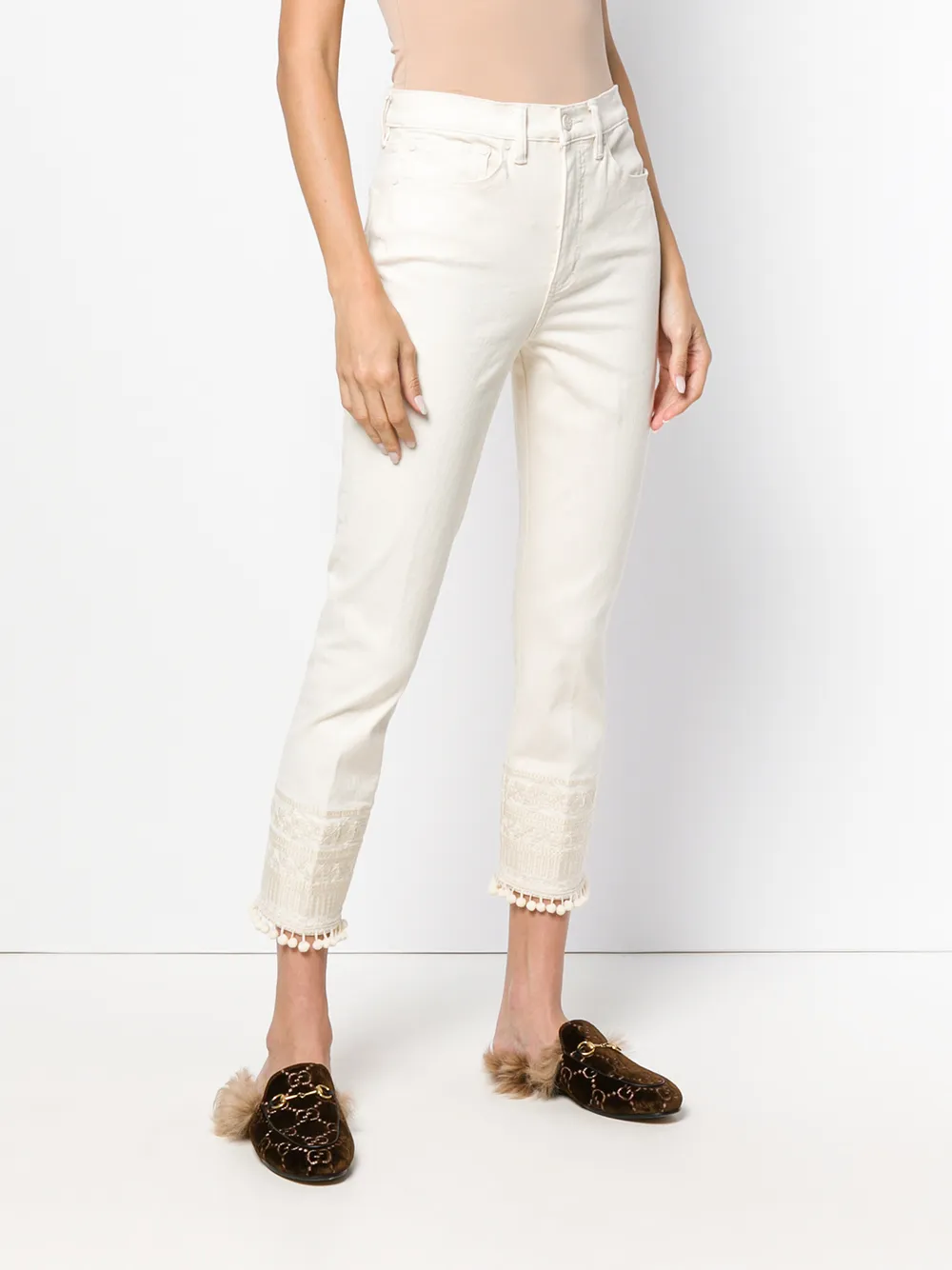 Tory Burch Lana Embroidered Cuff Jeans Farfetch