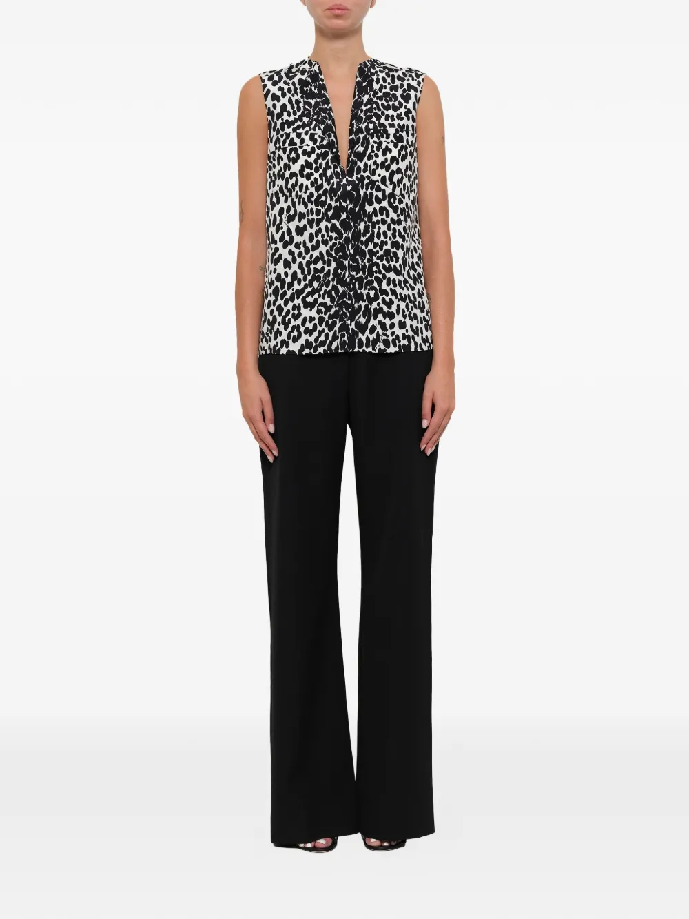  Givenchy Seidentop Mit Animal Print   Schwarz 