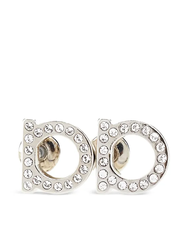 Ferragamo】 GANCINI CRYSTALS STUD EARRINGS Gancini Earrings