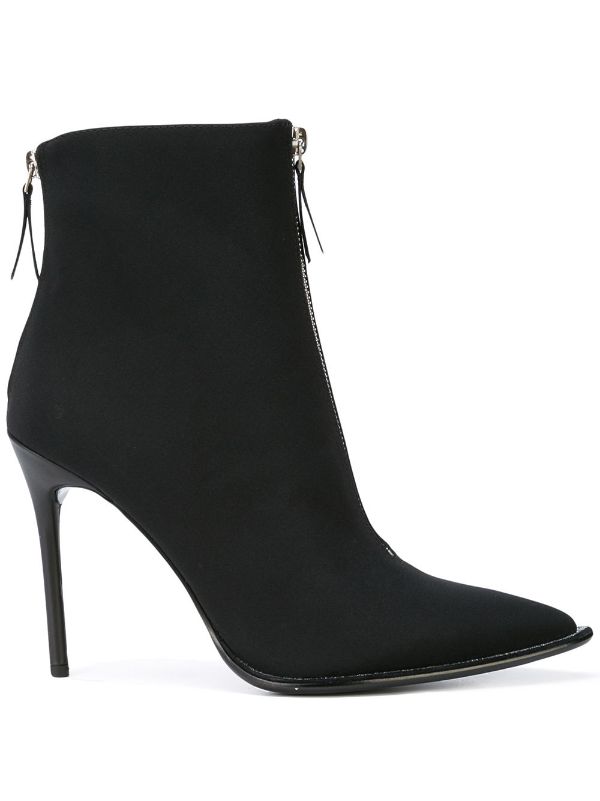 black ankle boots zip front