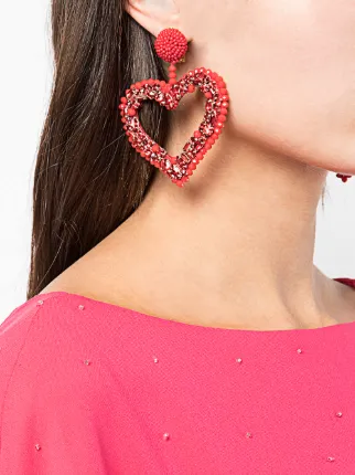 Oscar De La A Heart Clip Earrings Farfetch Oscar De La A Heart Clip Earrings