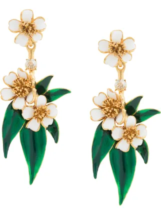 Oscar De La A Delicate Flower Drop Earrings Farfetch Oscar De La A Delicate Flower Drop Earrings
