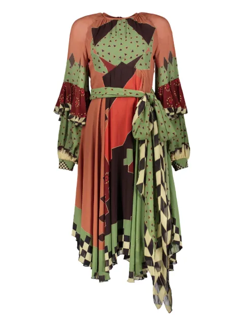 ETRO فستان متوسط الطول برقبة مربوطة ومخيوط