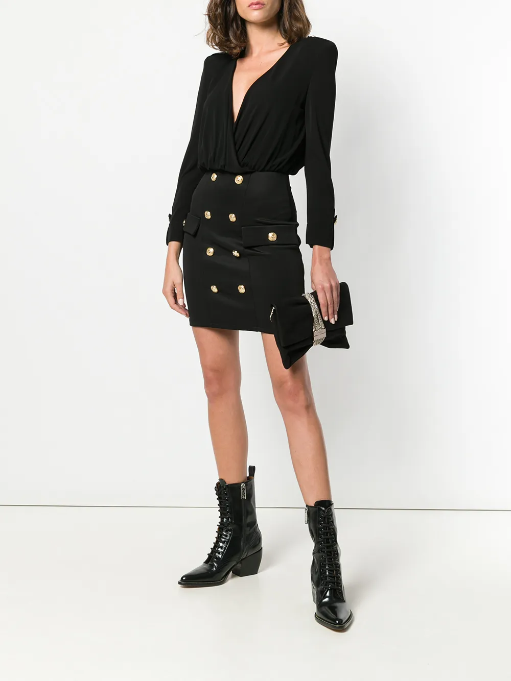 Balmain minijurk met duikhals - Zwart