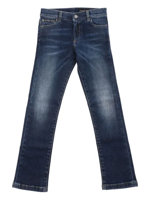 Dolce & Gabbana Kids logo-appliqué slim-cut jeans