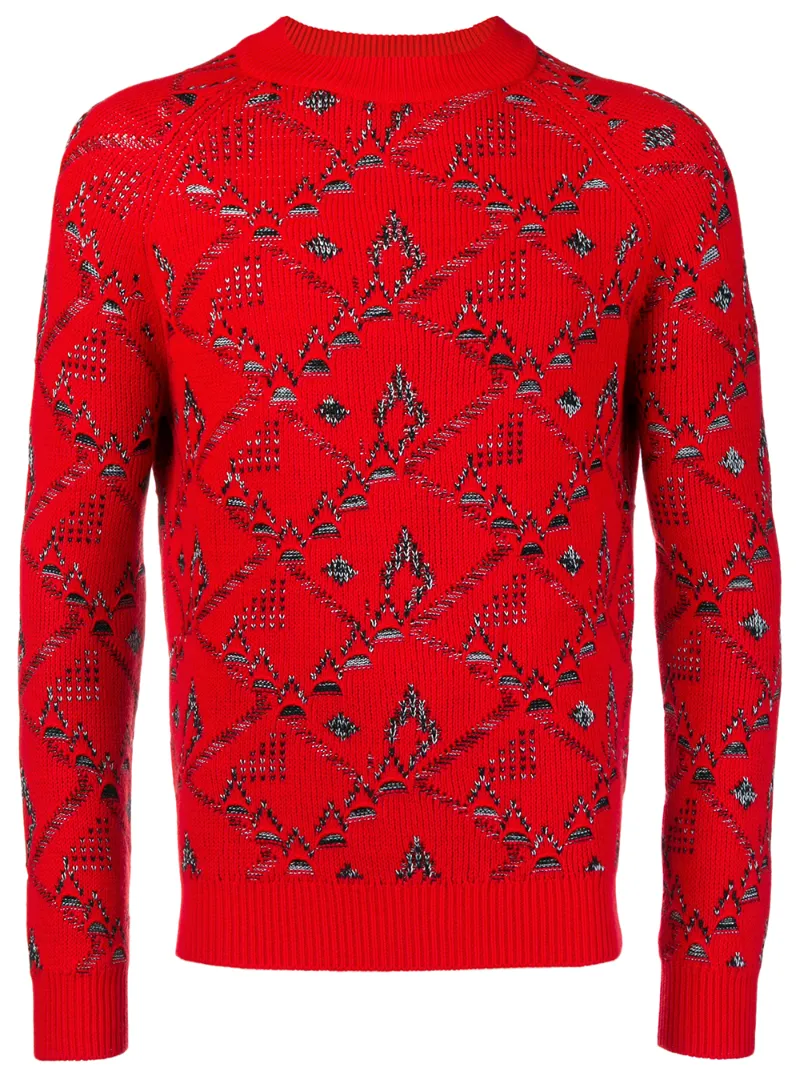 Red Blend Wool Jacquard Saint Sweater Laurent nEaqw1X
