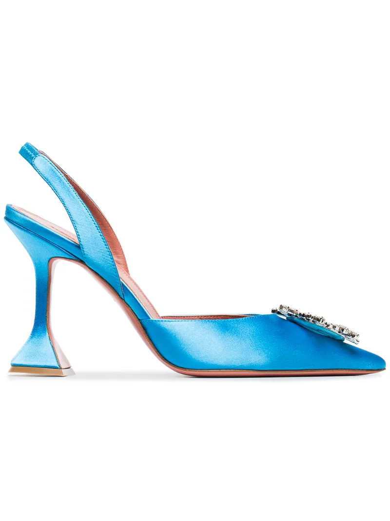 amina muaddi blue heel