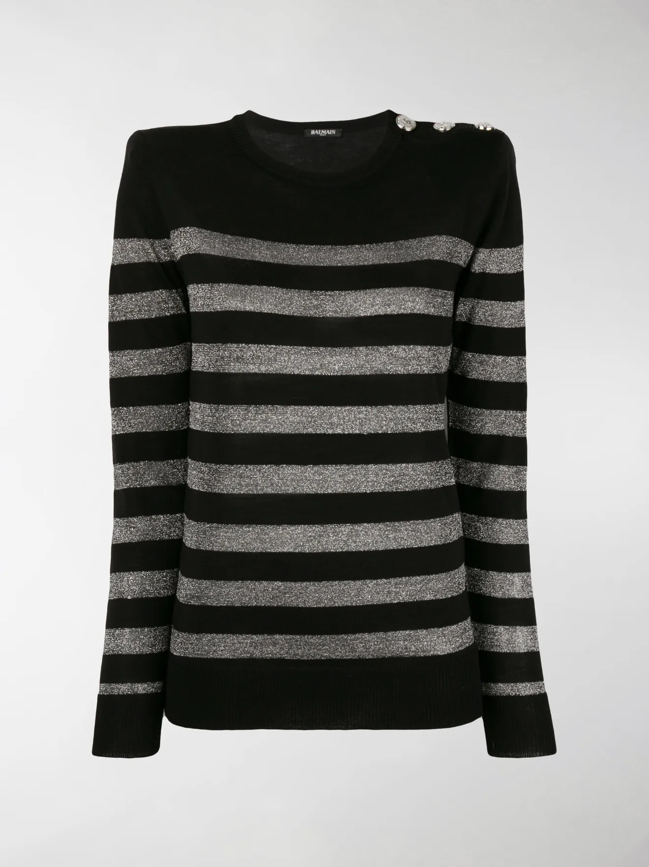 Balmain metallic striped sweater black 