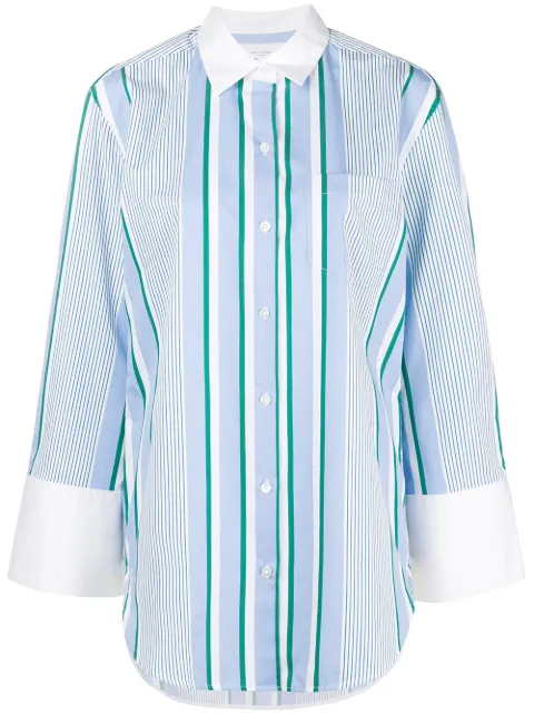 Click to view more detailed imagery on our partner's website Equipment Striped "clarke" Cotton Shirt In Blue