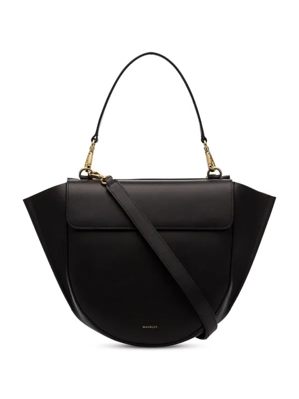 Wandler Black Hortensia Medium Leather Shoulder Bag Aw20