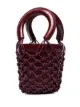 STAUD Red Moreau mini leather bucket bag