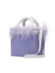 STAUD purple Nic feather embellished patent leather tote bag