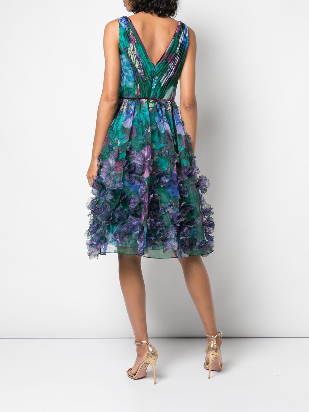 фото Marchesa Notte floral-appliquéd midi dress