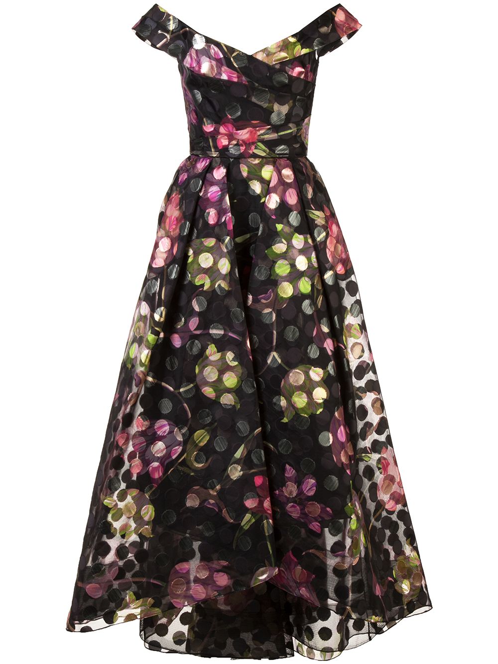 фото Marchesa Notte платье с открытыми плечами и цветочным принтом