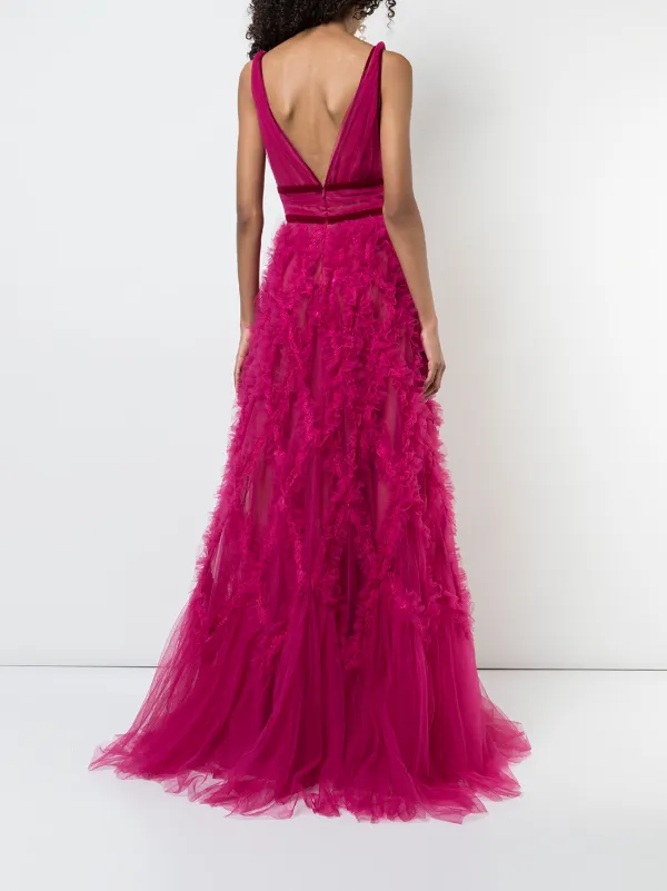 marchesa notte ruffled tulle gown