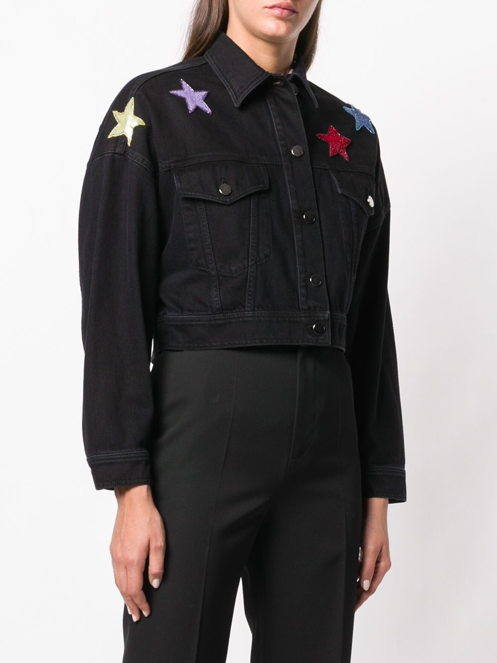 фото Valentino джинсовая куртка с вышивкой пайетками в форме звезд