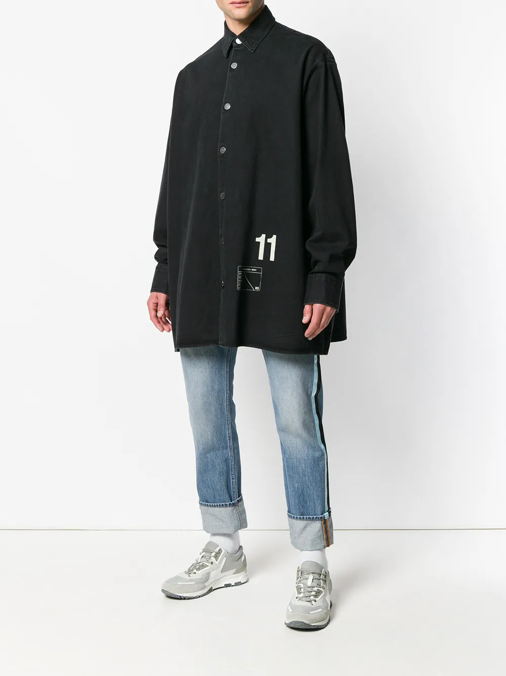 raf simons black denim shirt