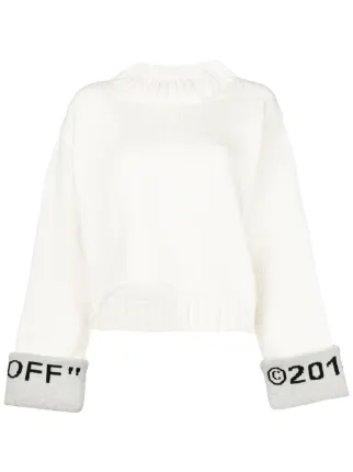 Logos white À Manches Pull Asymétrique Off Blanc w7qXfPtd