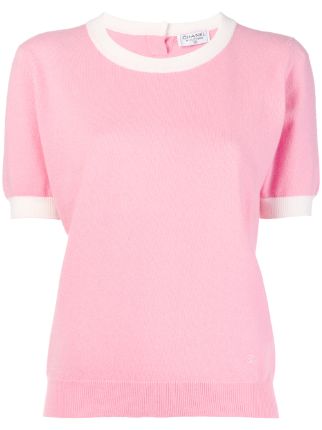 Chanel Pre-Owned contrast trim knitted top