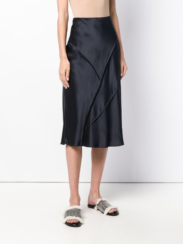 vince raw edge silk skirt