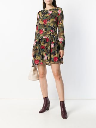 floral camouflage flared dress展示图