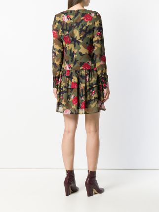 floral camouflage flared dress展示图