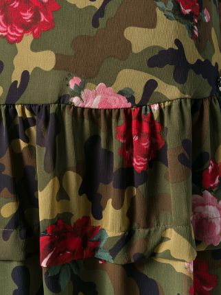 floral camouflage flared dress展示图