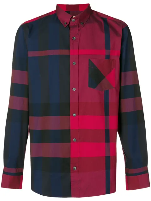 BURBERRY BURBERRY CHECKED BUTTON SHIRT - RED