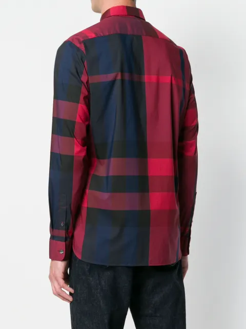 BURBERRY BURBERRY CHECKED BUTTON SHIRT - RED