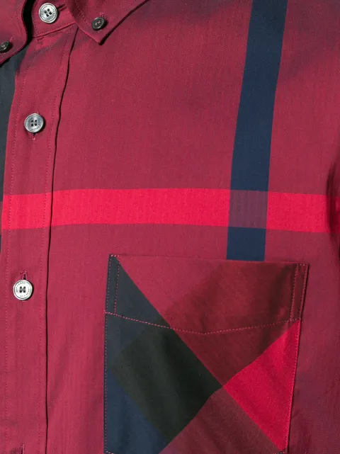 BURBERRY BURBERRY CHECKED BUTTON SHIRT - RED