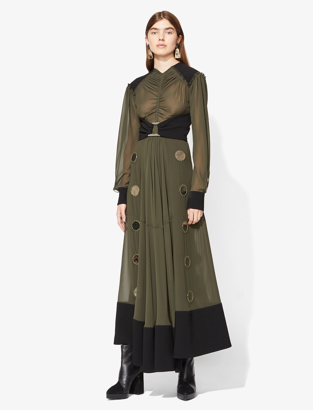 Metal Disc ruched dress