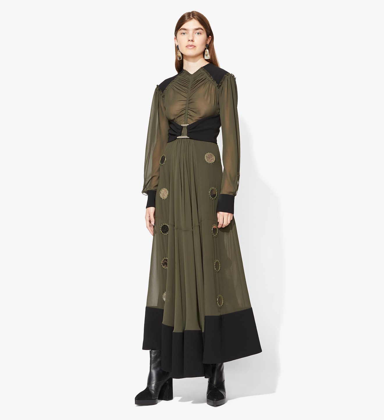 Metal Disc ruched dress