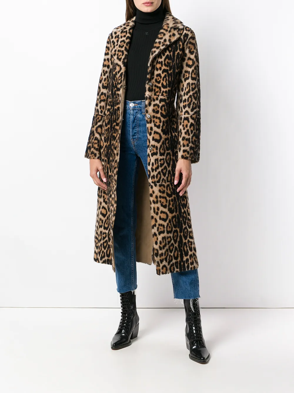 Yves Salomon bontjas met luipaardprint Beige